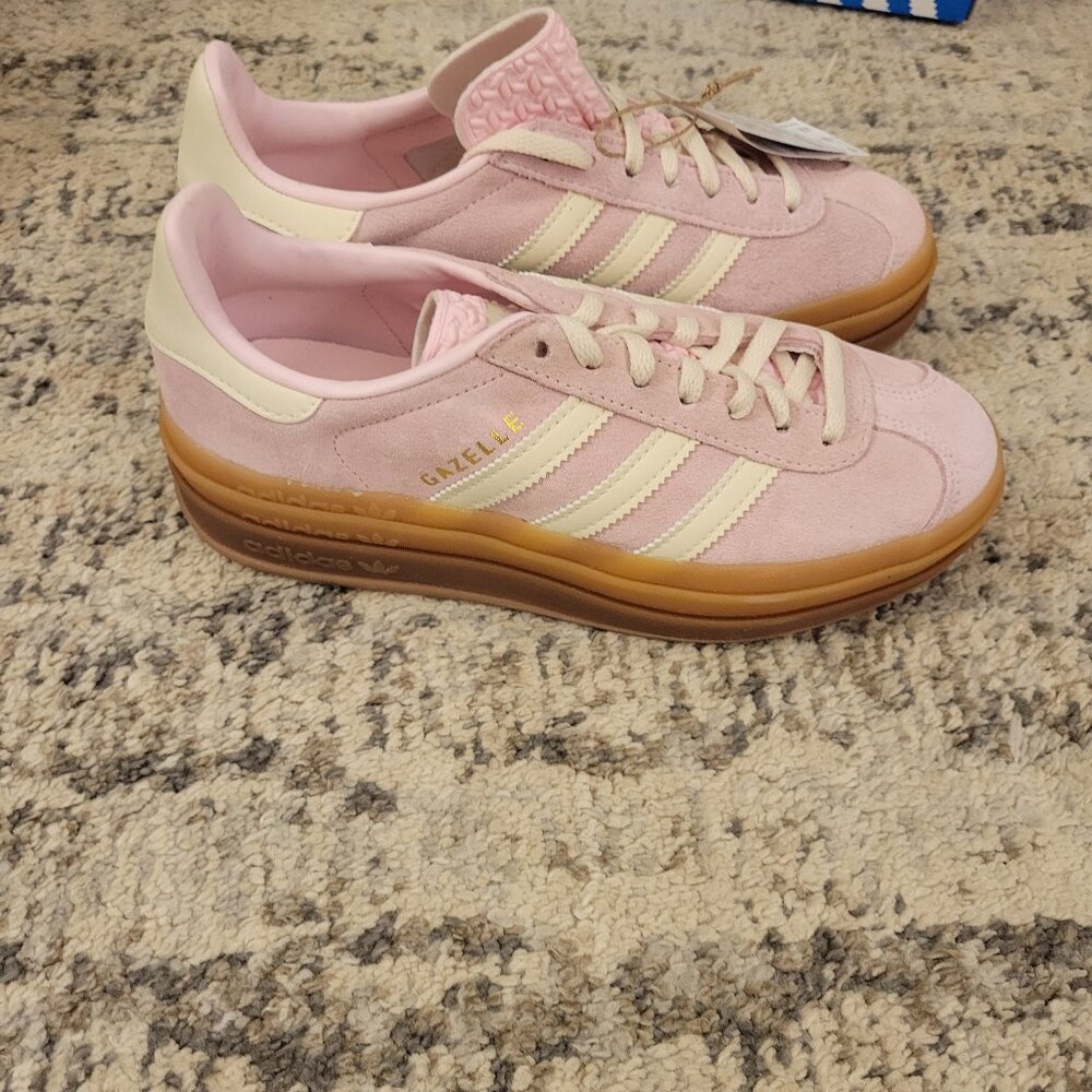 Adidas Gazelle Bold Sneakers — Pink & Cream (Size 6.5, New with Tags)